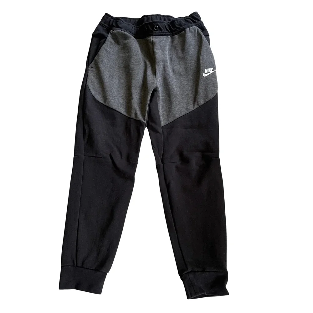 Nike Tech Fleece Joggers Mens Medium Black Gray Colorblock Tapered Sweatpants
